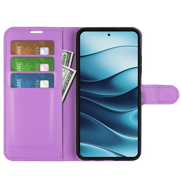 Xiaomi Redmi Note 14 4G Fodral Litchi Läder Lila