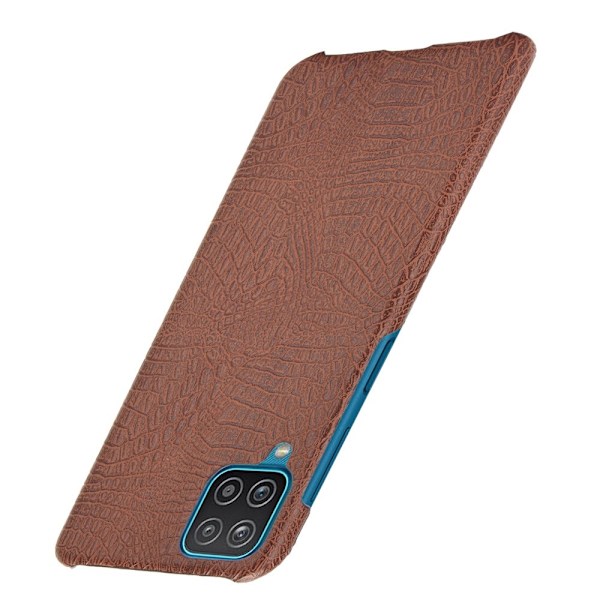 Samsung Galaxy A12 - Krokodil Textur Läder Skal - Brun Brown Brun