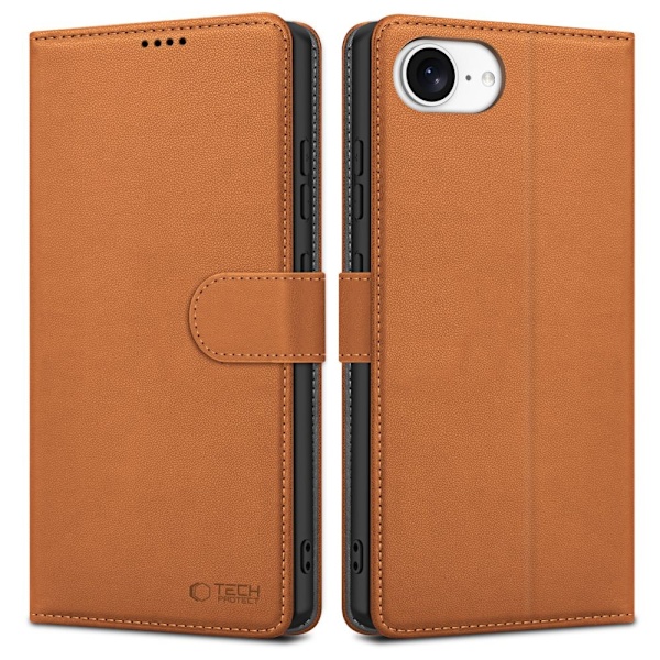Tech-Protect iPhone 17e / 16e Fodral Läder Saddle Brown
