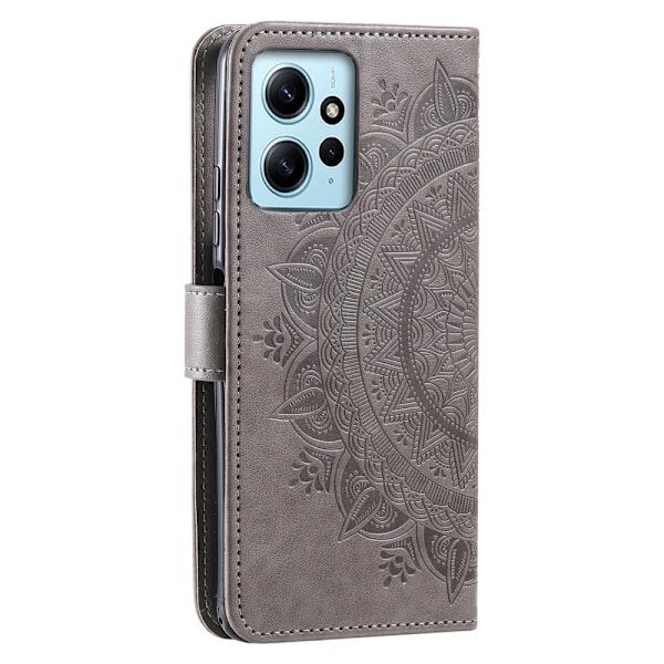 Xiaomi Redmi Note 12 4G Fodral Mandala Läder Grå