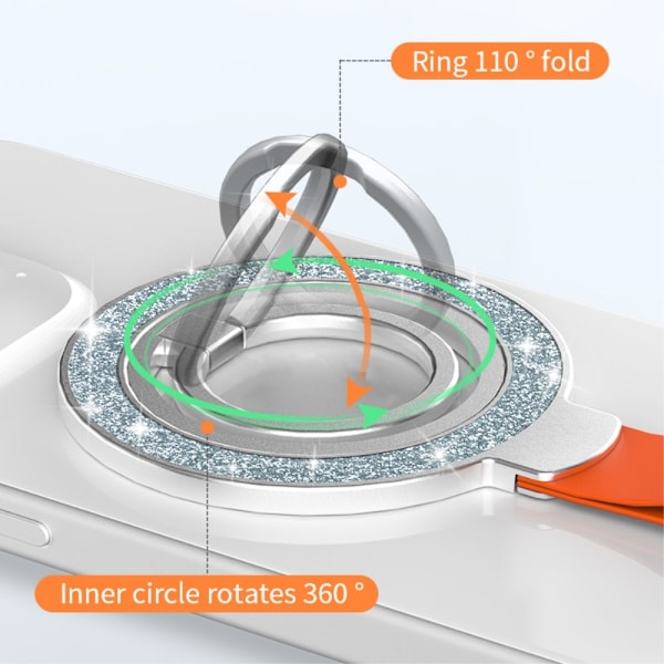 Magnetisk MagSafe Ring Hållare Glitter Silver