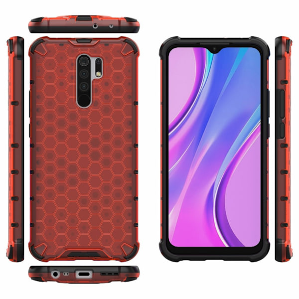 Xiaomi Redmi 9 - Armor Honeycomb Skal - Röd Red Röd