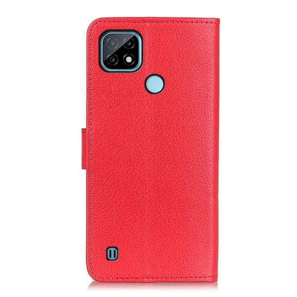 Realme C21 - Litchi Läder Fodral - Röd Röd