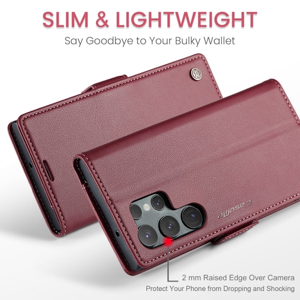 CASEME Galaxy S24 Ultra Fodral Slim Litchi Läder Röd
