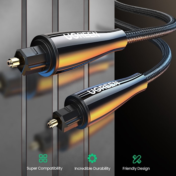 UGREEN 2m Optisk Fiberkabel Toslink Svart