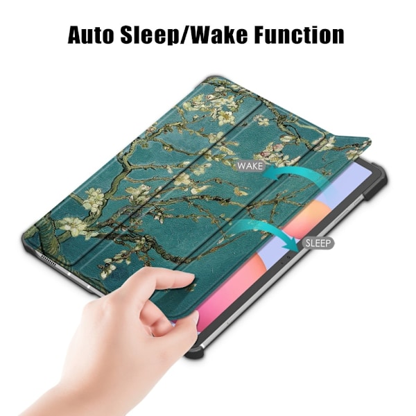 Galaxy Tab S7 FE/S7 Plus/S8 Plus Tri-Fold Läder Fodral Peach Blossom Peach Blossom