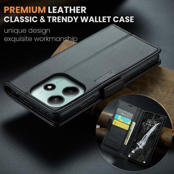 CASEME Xiaomi Redmi Note 14 5G Fodral RFID Läder Svart