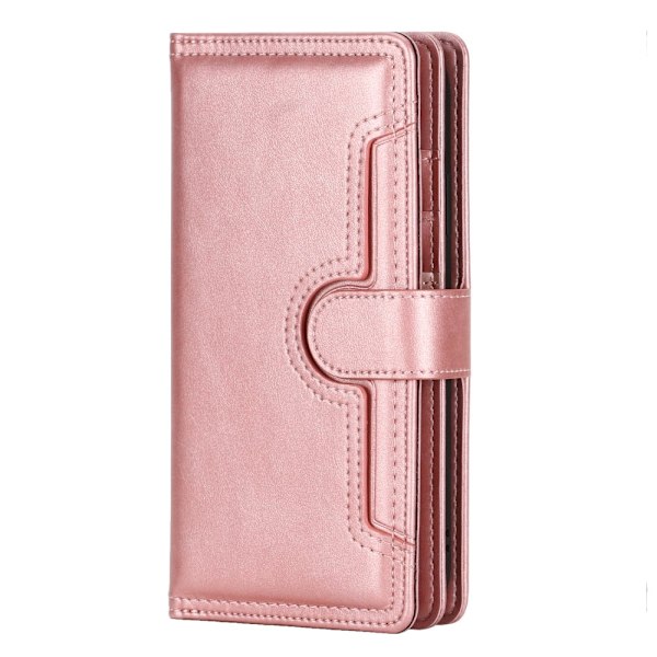 iPhone 13 Pro Max - Multifunktionellt Flerkort Läder Fodral - Roséguld