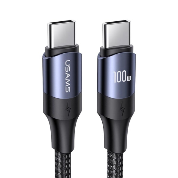 USAMS 3m 100W Snabbladdningskabel Nylon USB-C/USB-C Svart