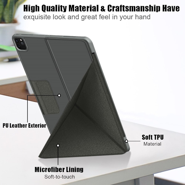 iPad Air 2025-2020 / Pro 11 Fodral Läder Origami Grå grå