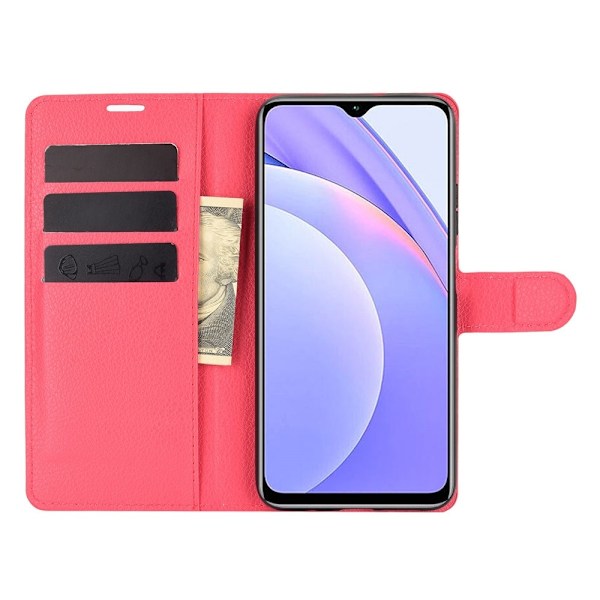 Xiaomi Redmi 9T - Litchi Läder Fodral - Röd Red Röd