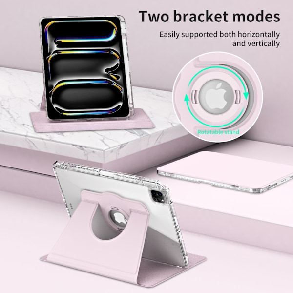 iPad Pro 11 2024 Fodral Hybrid Rotation Pennhållare Rosa