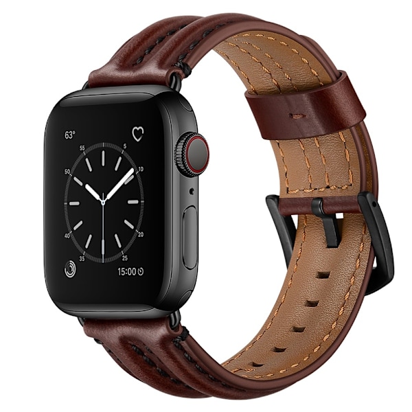 Äkta Läder Armband Apple Watch 42/44/45/49 mm Mörk Brun DarkBrown Mörk Brun