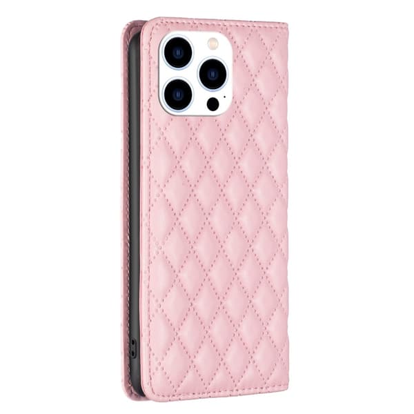 BINFEN iPhone 16 Pro Fodral Diamond Flip Läder Rosa