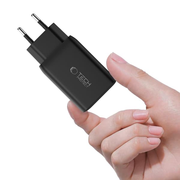 Tech-Protect 45W PD 2x USB-C Väggladdare Svart
