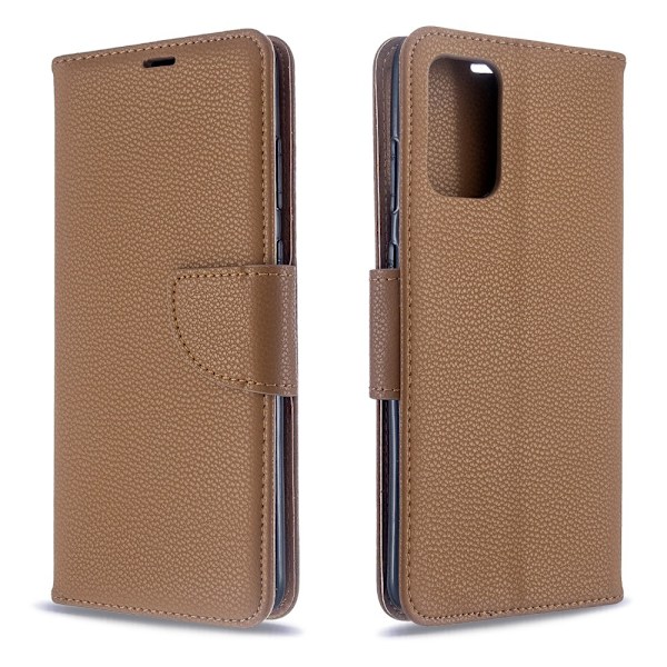 Samsung Galaxy S20 Plus - Litchi Plånboksfodral - Brun Brown Brun