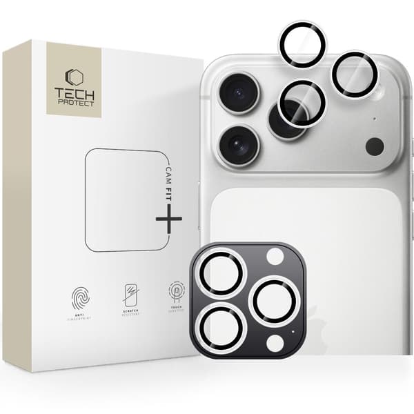 T-P iPhone 17 Pro/Max/16 Pro/Max/15 Pro/Max/14 Pro/Max Linsskydd CamRing Fit+