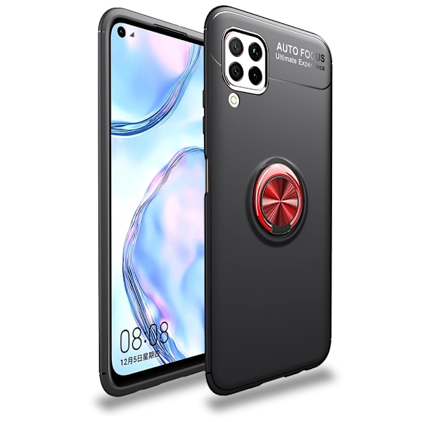 Huawei P40 Lite - Kickstand Ringskal - Svart/Röd Svart/Röd Svart/Röd