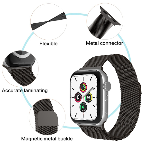 ColorPop Milanese Loop Metall Armband Apple Watch 38/40/41 mm Grå