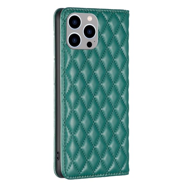 BINFEN iPhone 15 Pro Max Fodral Diamond Flip Läder Grön