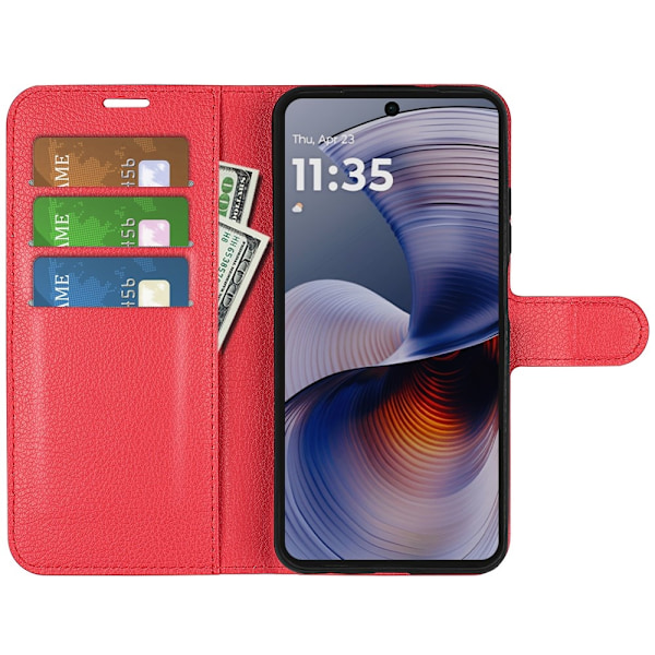 Motorola Moto G55 5G Fodral Litchi Läder Röd