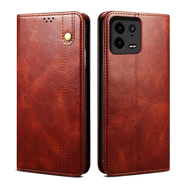 Xiaomi 13 Pro 5G Fodral Oil Wax Flip Läder Brun