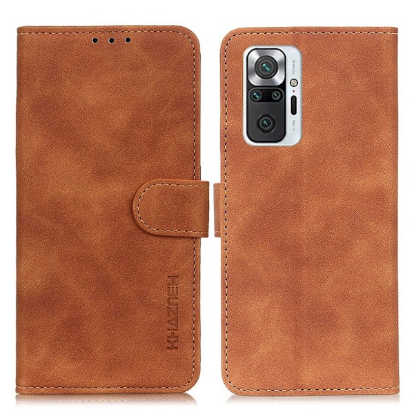 Xiaomi Redmi Note 10 Pro - KHAZNEH Retro Läder Fodral - Brun Brun