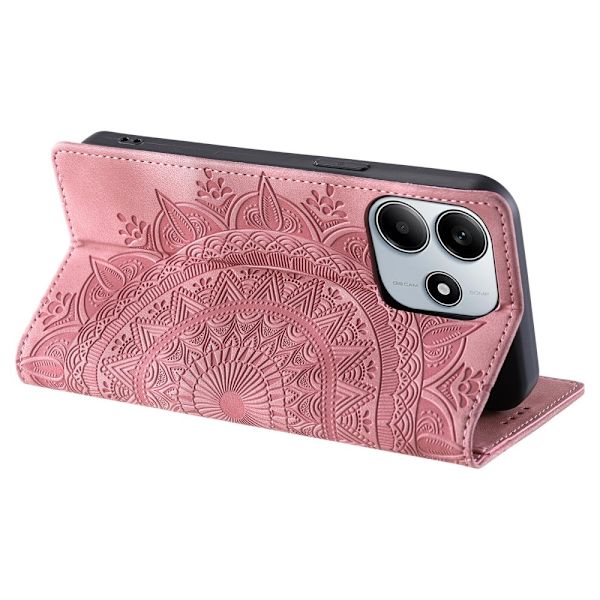 Xiaomi Redmi Note 14 4G Fodral Flip Mandala Läder Roséguld