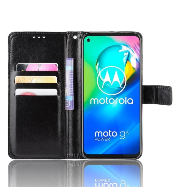 Motorola Moto G8 Power - Crazy Horse Plånboksfodral - Svart Svart