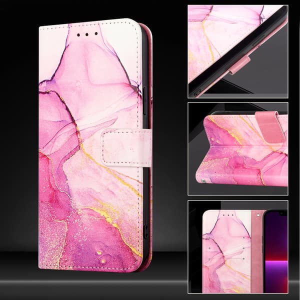 Xiaomi Redmi 15C Fodral Läder Marmor Rosa
