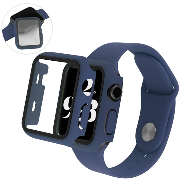 Silikon Armband + Skärmskydd Härdat Glas Apple Watch 41 mm Blå