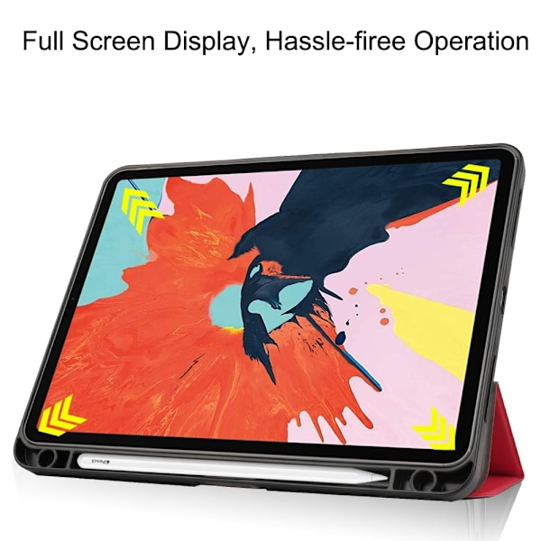 iPad Air 2025-2020 Fodral Tri-Fold Litchi Röd Red Röd