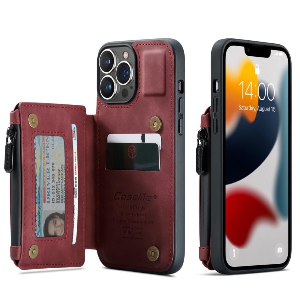 CASEME iPhone 13 Pro Max Skal Med Magnetisk Plånbok Röd