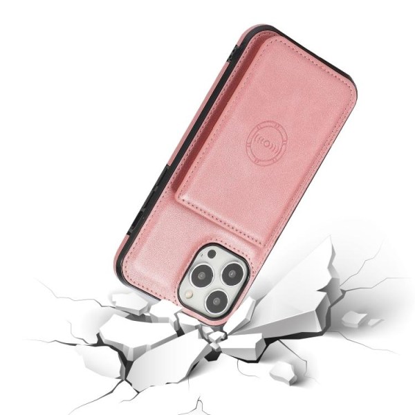 iPhone 14 Pro Skal Med Kortfack Och Magnet Roséguld