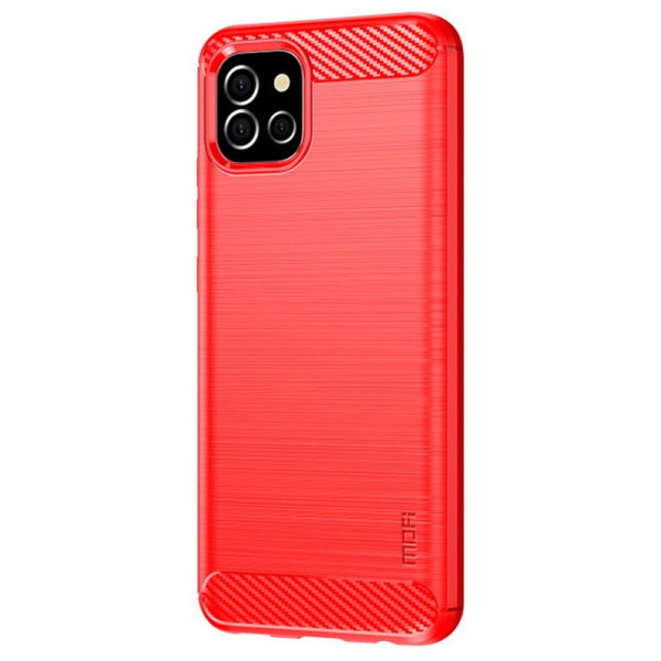 MOFI Samsung Galaxy A03 Skal Borstad Stål Textur Röd