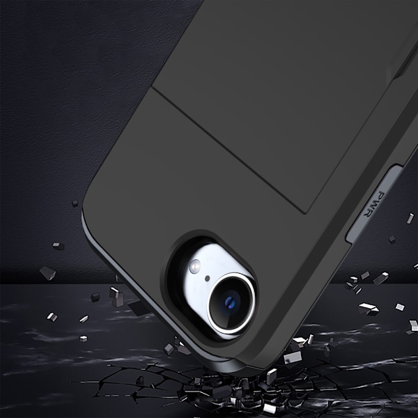 iPhone 16e Skal Hybrid Med Kortfack Svart