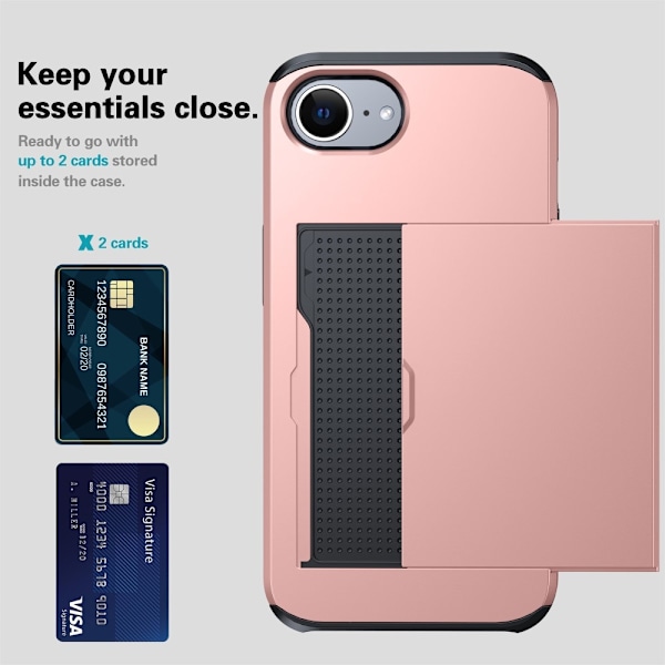 iPhone 16e Skal Hybrid Med Kortfack Mörk Grön