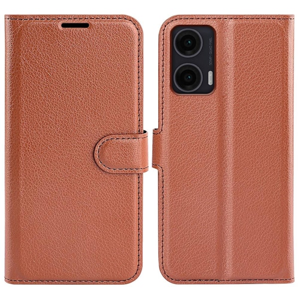Motorola Moto G35 5G Fodral Litchi Läder Brun