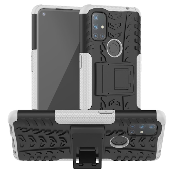 OnePlus Nord N10 5G - Ultimata Stöttåliga Skalet med Stöd - Vit White Vit