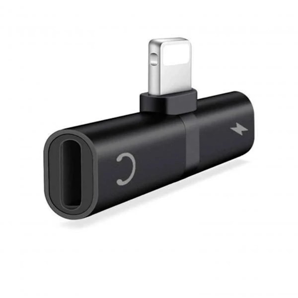 Lightning Splitter x2 Lightning Port Med Stöd För Volymkontroll - Svart