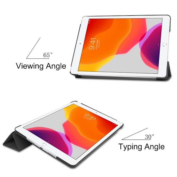 iPad 10.2 2019/2020/2021 Fodral Tri-Fold Svart Black Svart