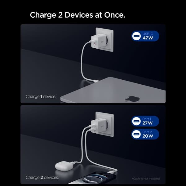 Spigen 47W Väggladdare USB-C Essential Vit