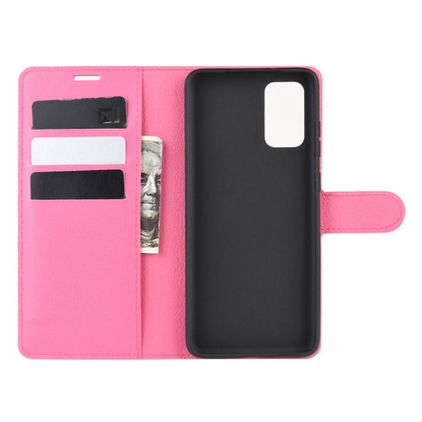 Samsung Galaxy S20 Plus - Litchi Plånboksfodral - Rosa Pink Rosa