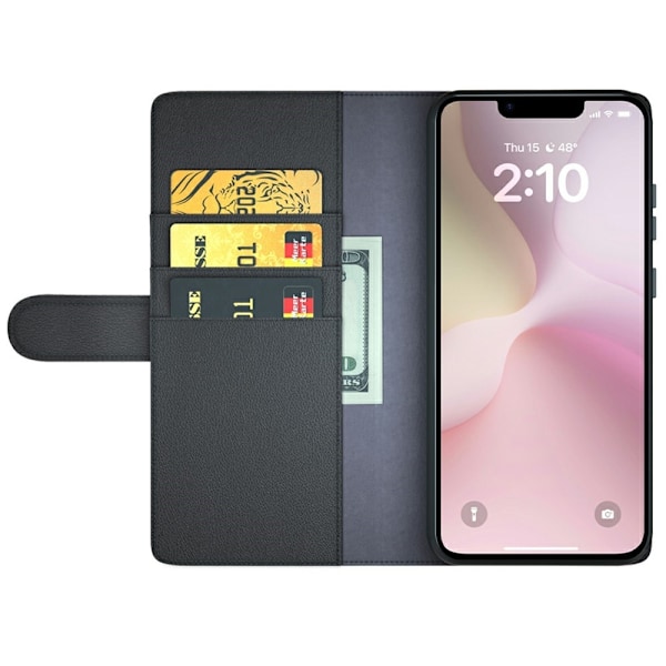 iPhone 16e Fodral Premium Äkta Läder Svart