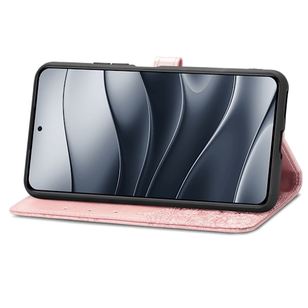 Xiaomi Redmi Note 14 5G Fodral Läder Mandala Tryck Roséguld