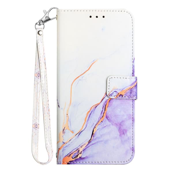 Samsung Galaxy S26 Ultra Fodral Läder Marmor Vit / Lila