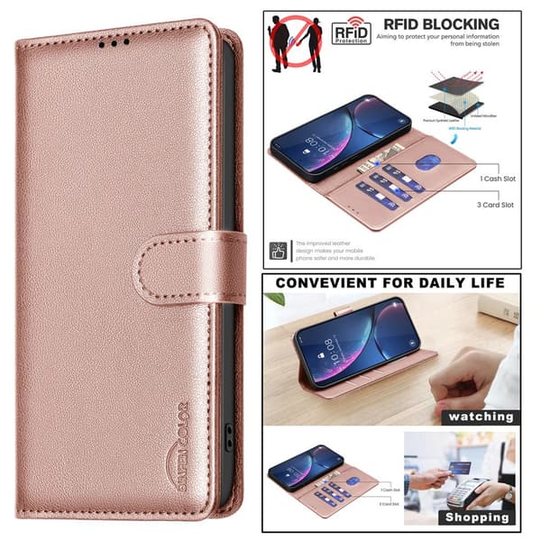 BINFEN Honor Magic7 Lite Fodral RFID Läder Roséguld