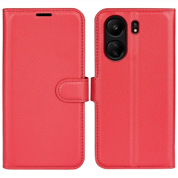 Xiaomi Redmi 13C 4G Fodral Litchi Läder Röd