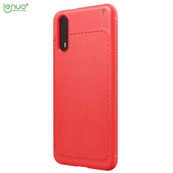 Huawei P20 - LENUO Litchi Skal - Röd Red Röd