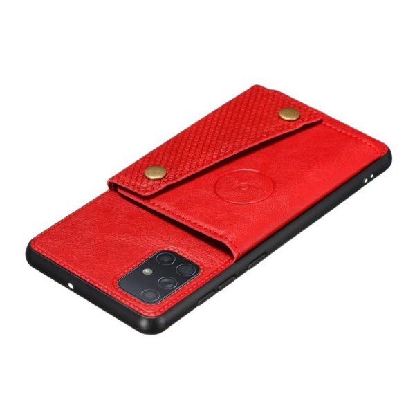 Samsung Galaxy A72 - Läder Skal Med Kortfack Och Magnet - Röd Red Röd